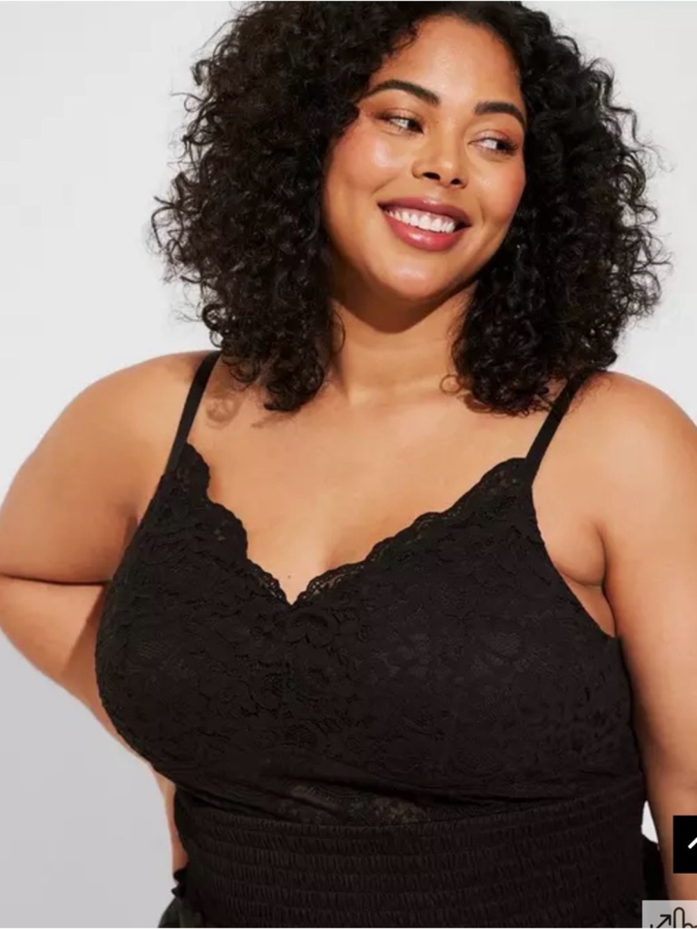 Black Lace Smocked Crop Top